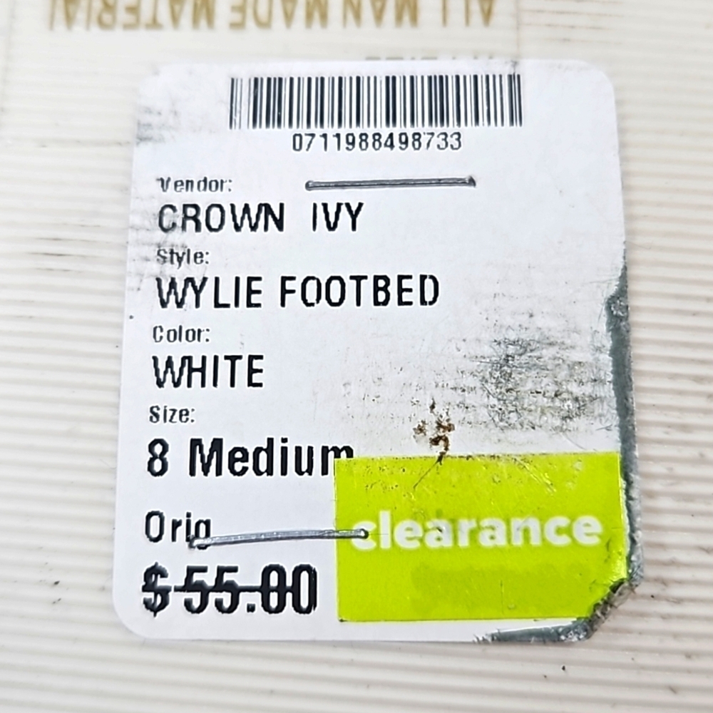 crown & ivy white wylie footbed sandals Sz 8 - Picture 7 of 8
